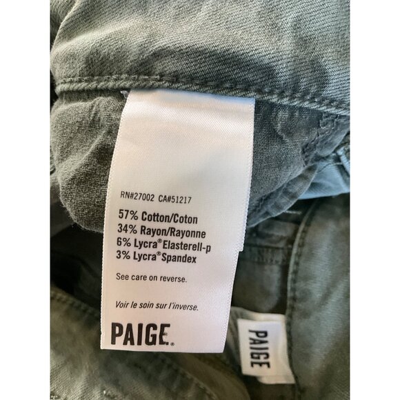 PAIGE Joile Twill Slim Straight-Leg Ankle Pant Ivy Green size 28 - Picture 7 of 7